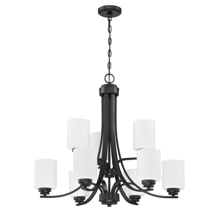 9 Light Chandelier in Flat Black