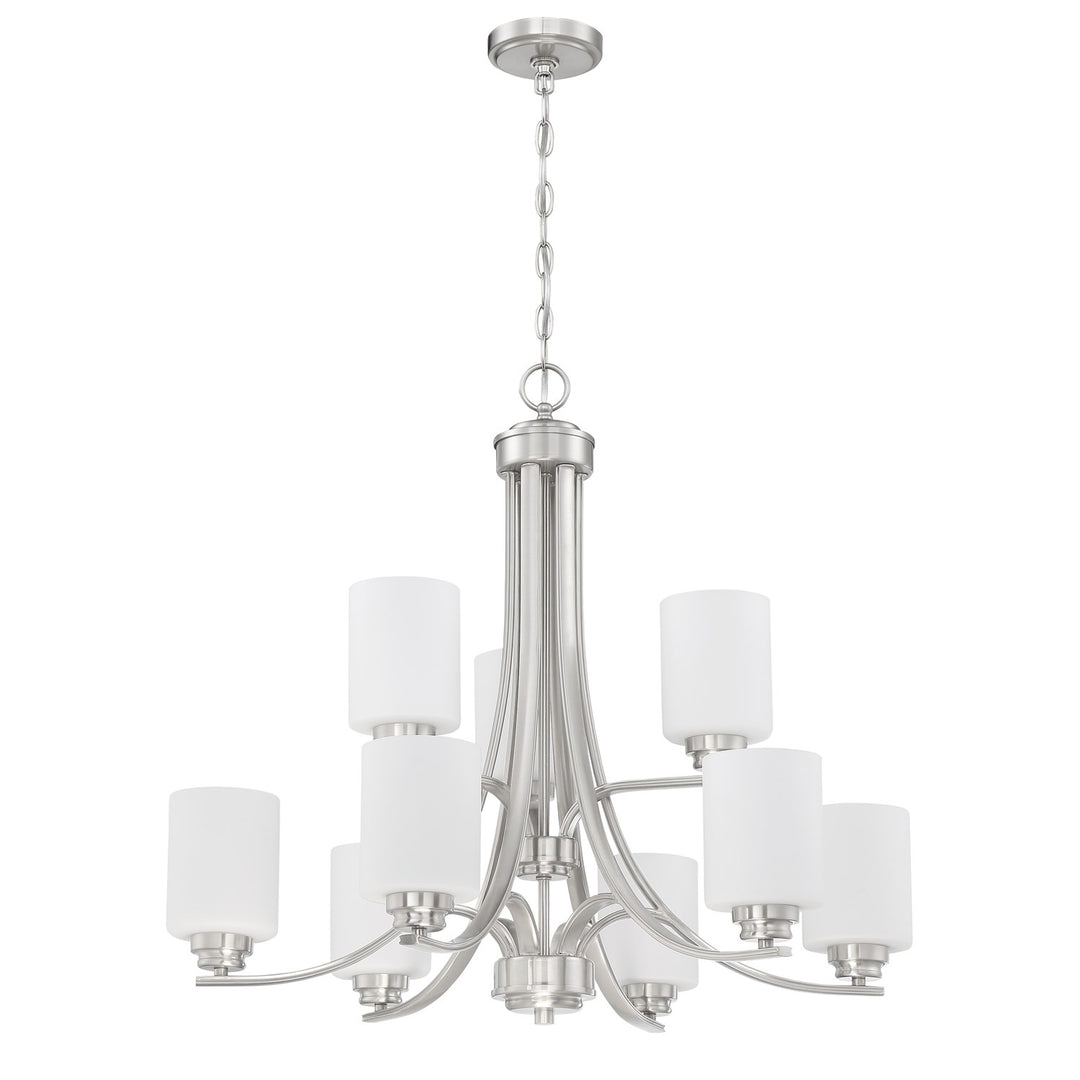 9 Light Chandelier in Brushed Polished Nickel