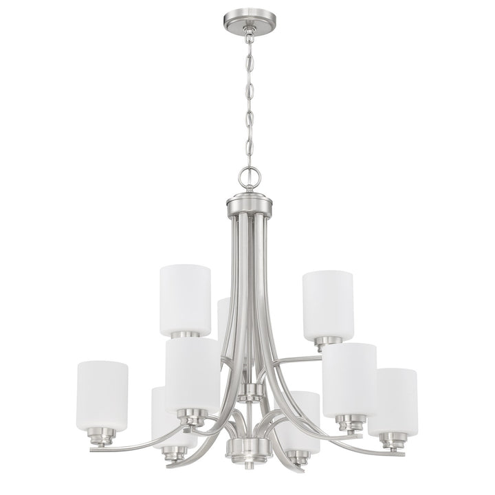 9 Light Chandelier in Brushed Polished Nickel