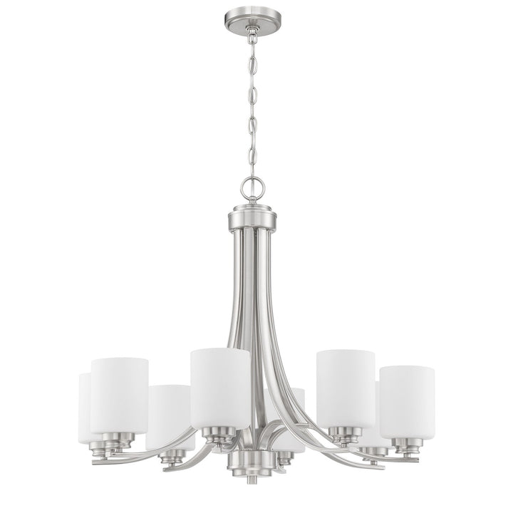 8 Light Chandelier in Brushed Polished Nickel