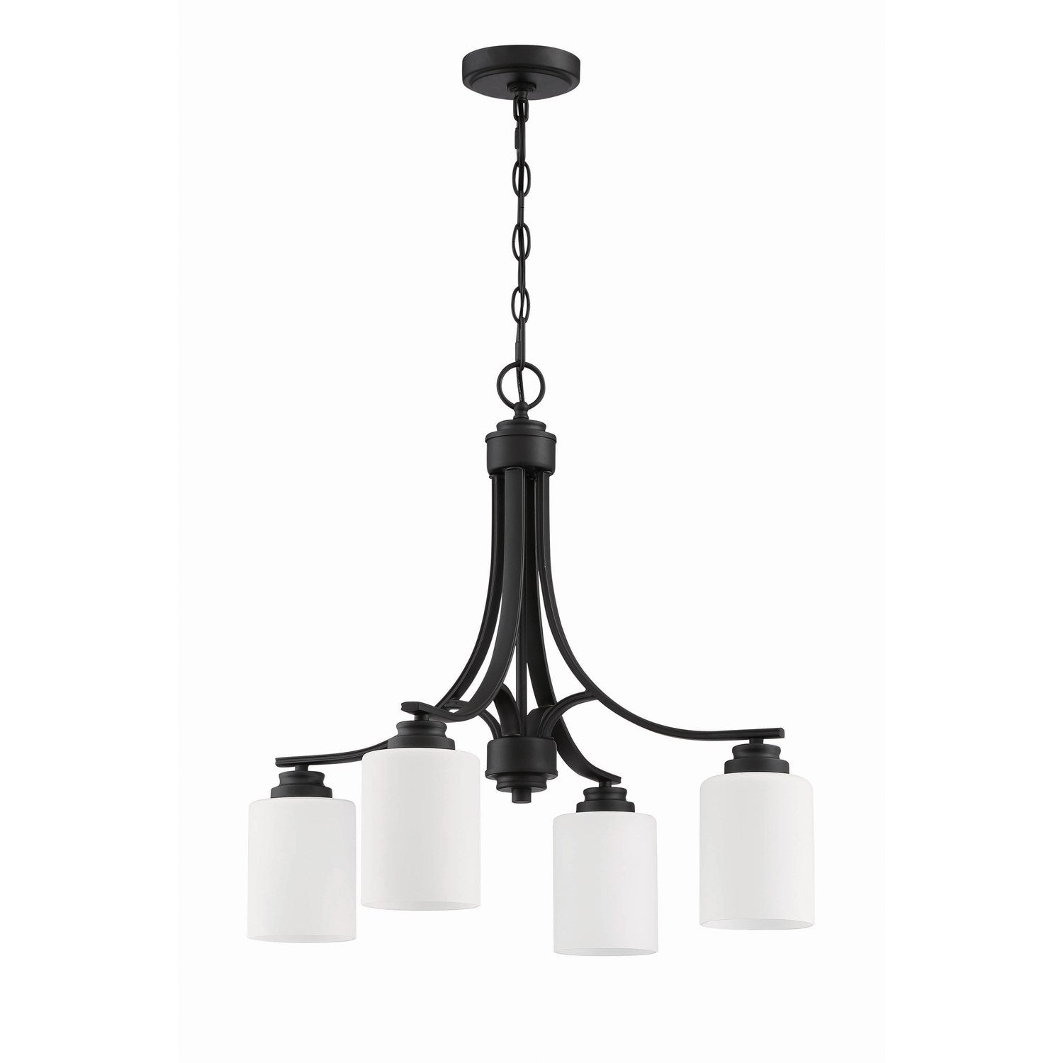 4 Light Chandelier in Flat Black