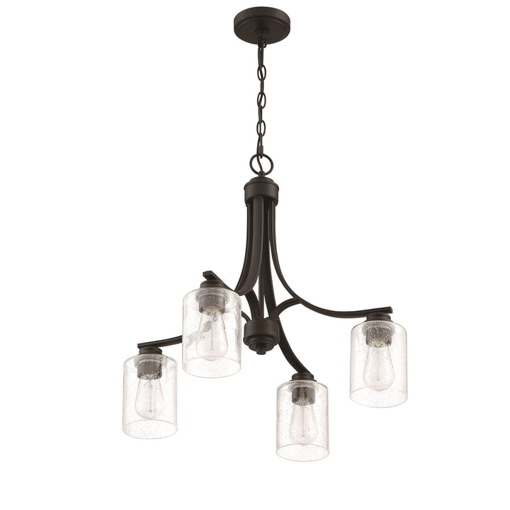 4 Light Chandelier in Flat Black
