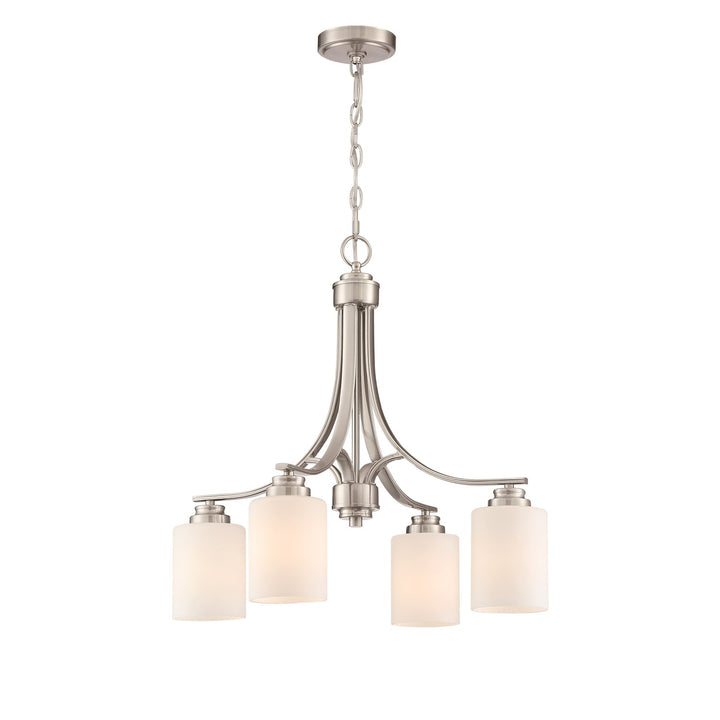 4 Light Chandelier in Brushed Polished Nickel