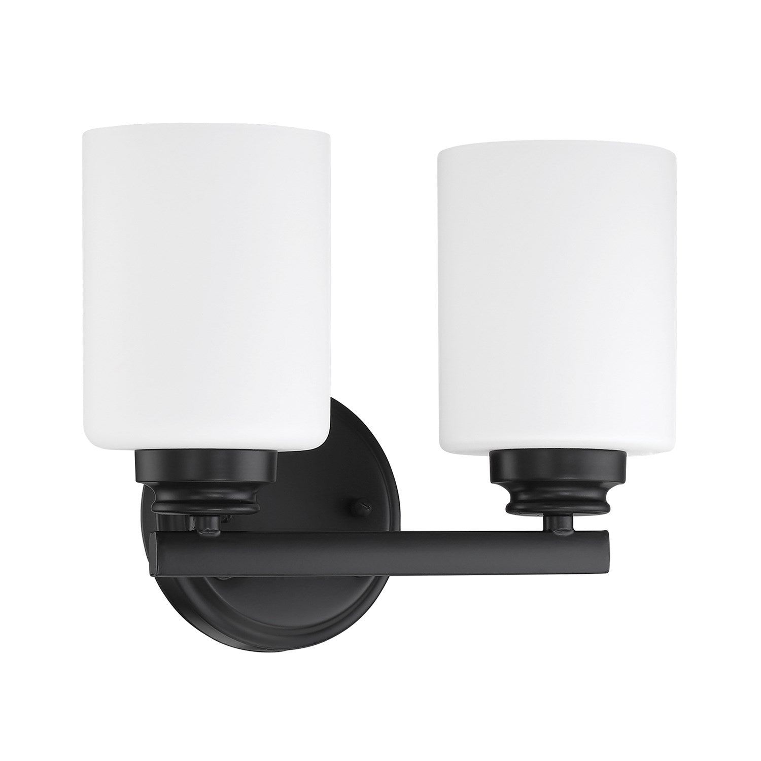 2 Light Vanity in Flat Black (White Glass) by Craftmade