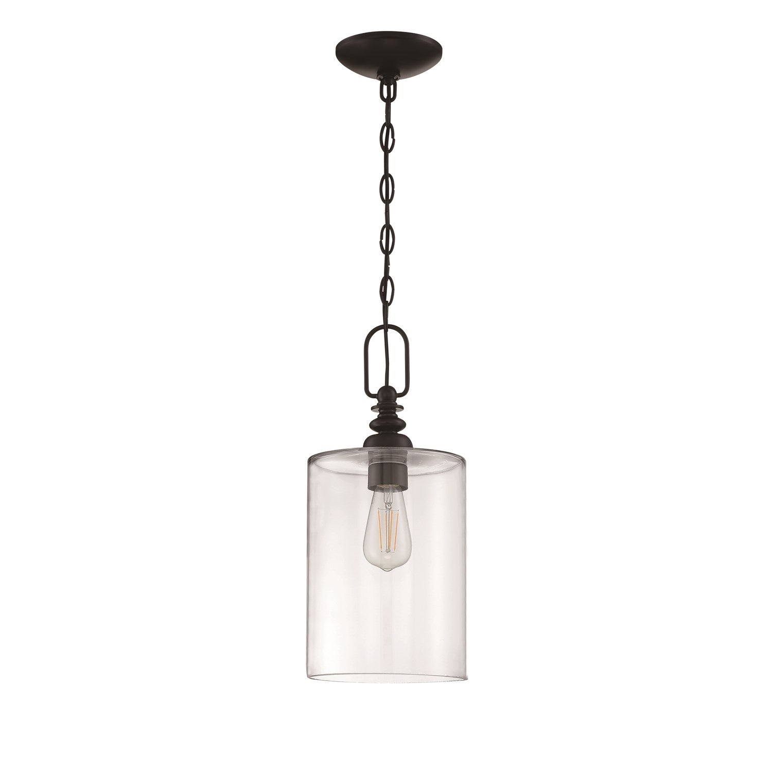 1 Light Mini Pendant in Flat Black (Clear Glass) by Craftmade