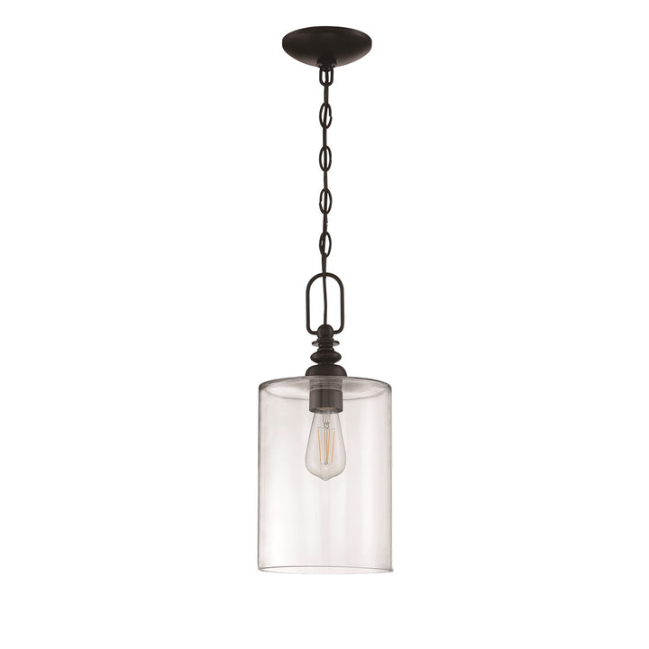 1 Light Mini Pendant in Flat Black (Clear Glass) by Craftmade