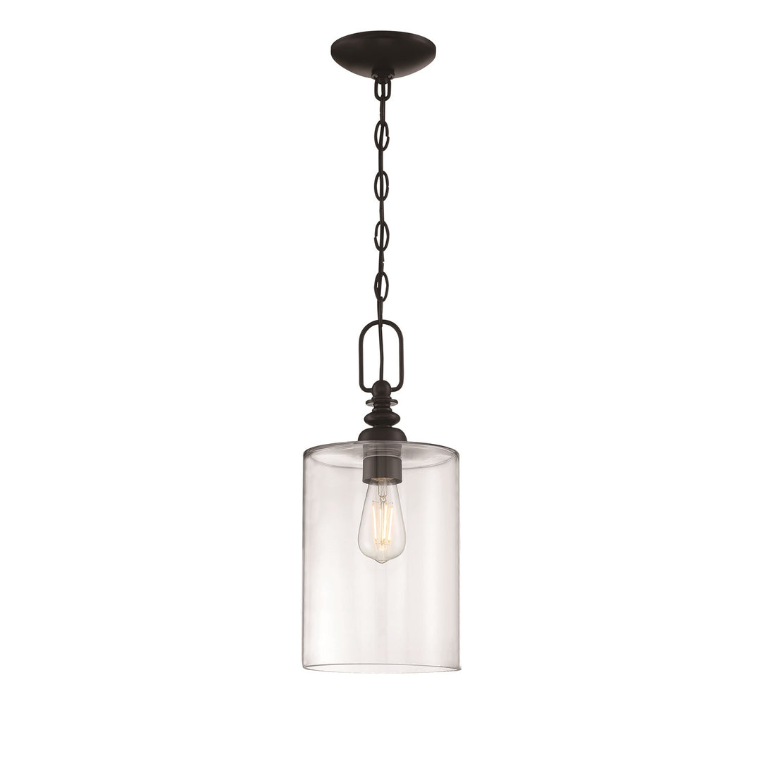 1 Light Mini Pendant in Flat Black (Clear Glass)