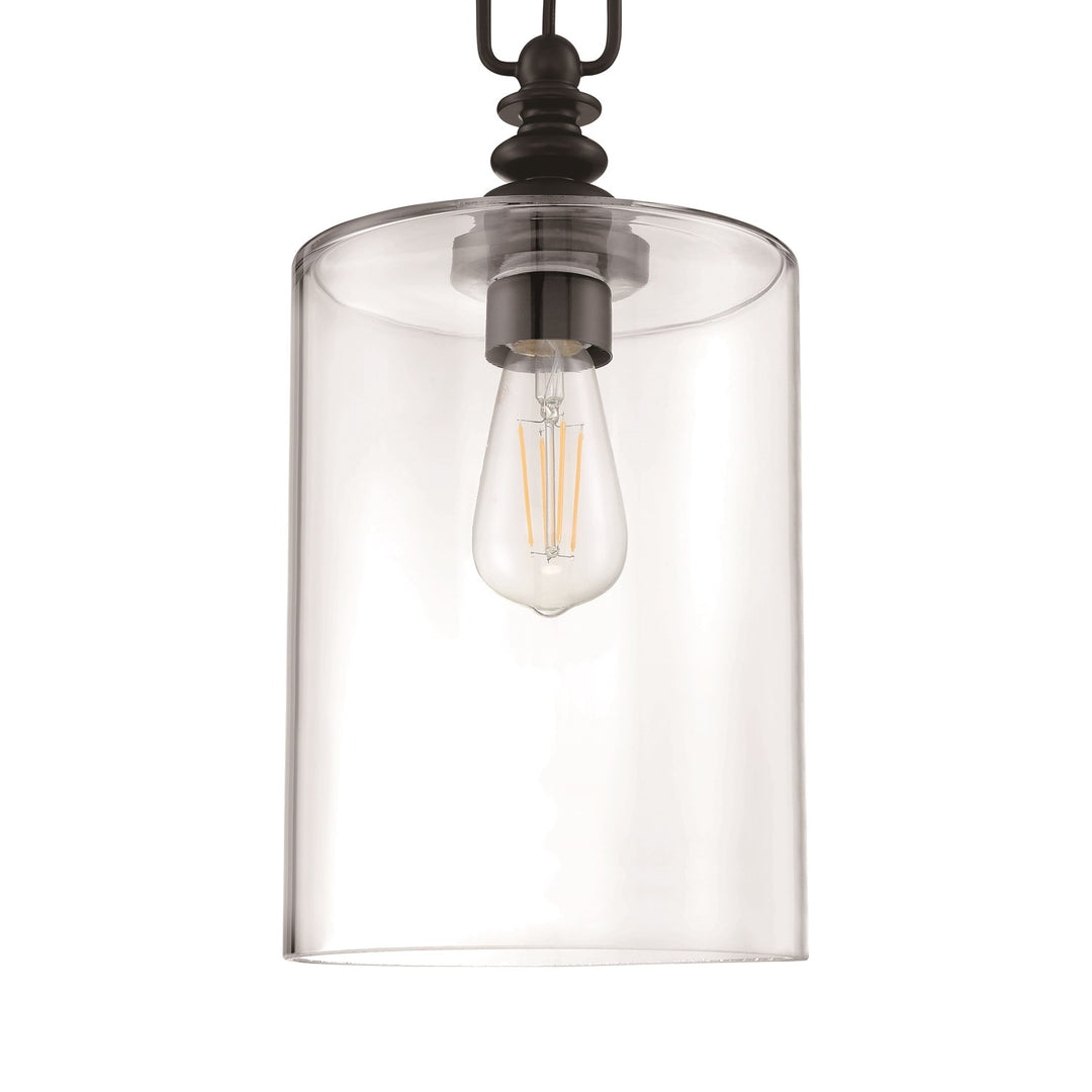 1 Light Mini Pendant in Flat Black (Clear Glass)