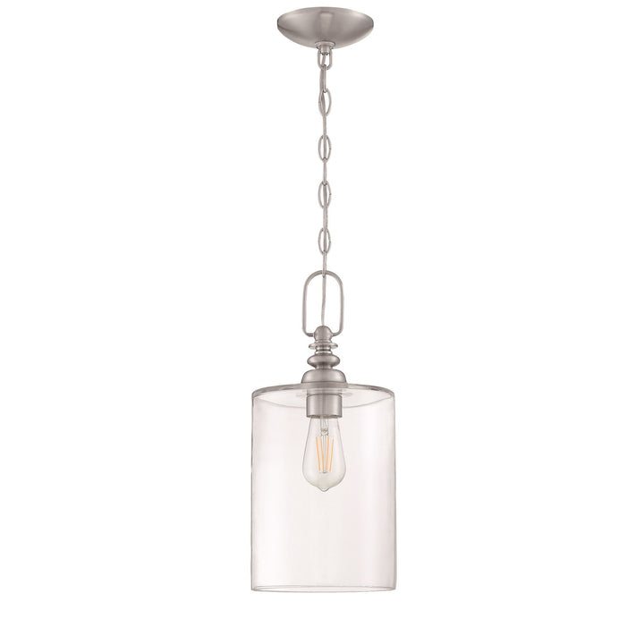 1 Light Mini Pendant in Brushed Polished Nickel (Clear Glass) by Craftmade