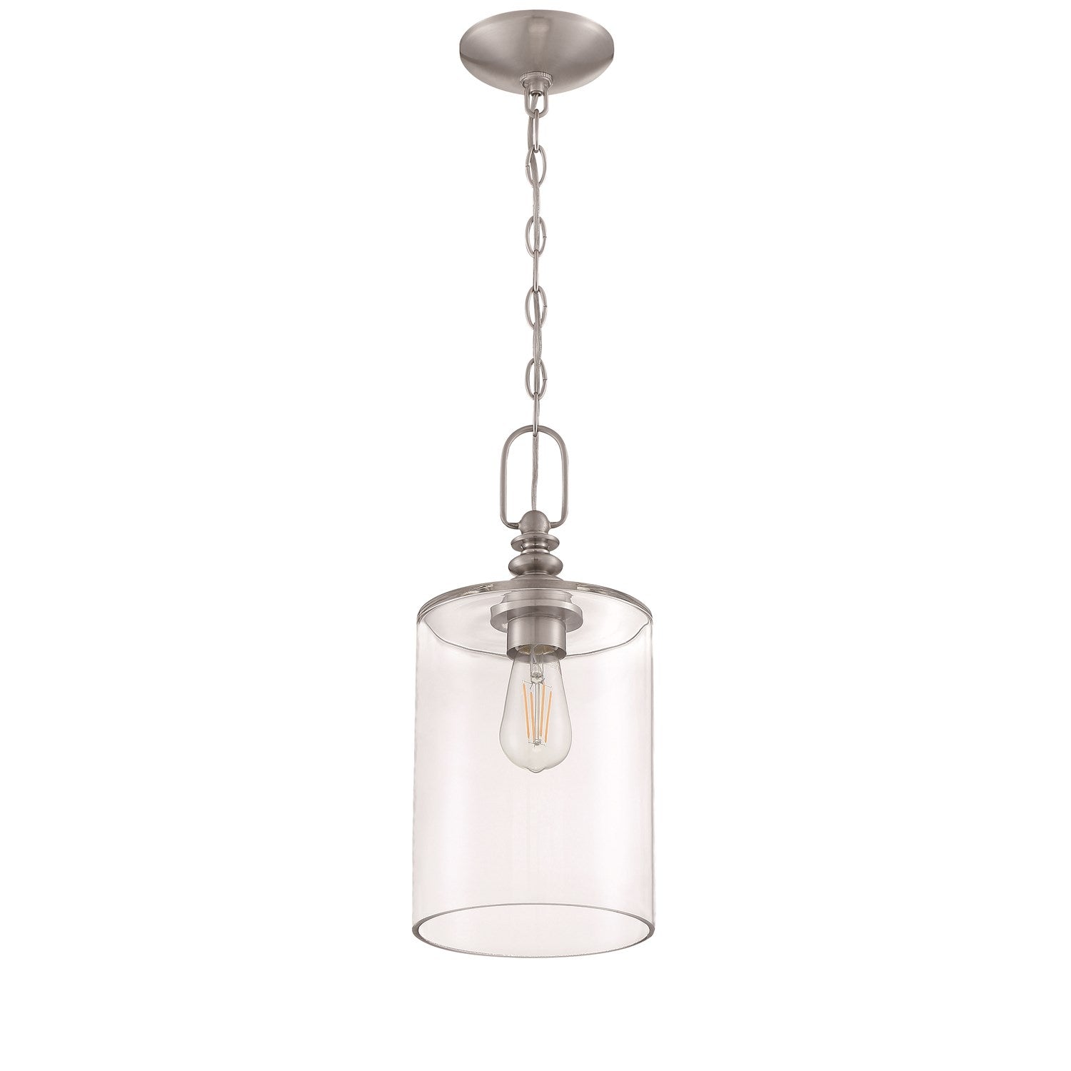 1 Light Mini Pendant in Brushed Polished Nickel (Clear Glass)
