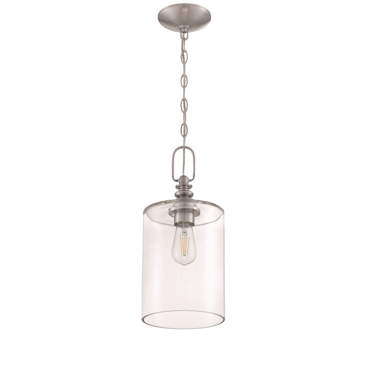 1 Light Mini Pendant in Brushed Polished Nickel (Clear Glass)