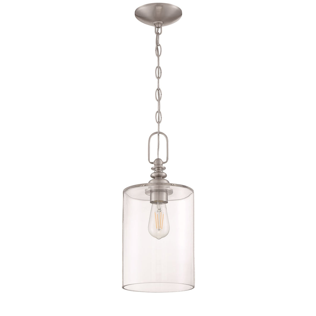 1 Light Mini Pendant in Brushed Polished Nickel (Clear Glass)