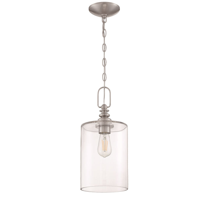 1 Light Mini Pendant in Brushed Polished Nickel (Clear Glass)