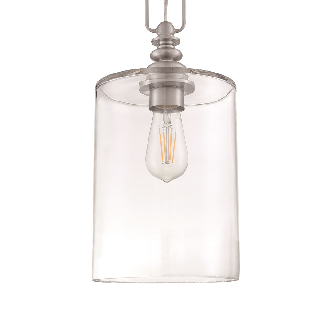 1 Light Mini Pendant in Brushed Polished Nickel (Clear Glass)