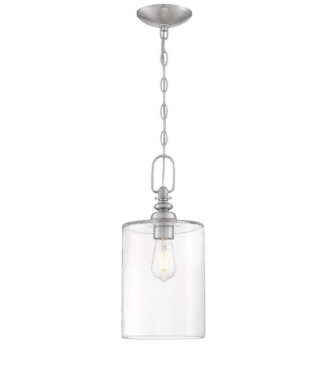 1 Light Mini Pendant in Brushed Polished Nickel (Clear Glass)