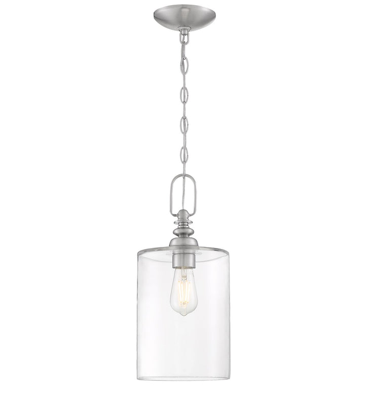1 Light Mini Pendant in Brushed Polished Nickel (Clear Glass)