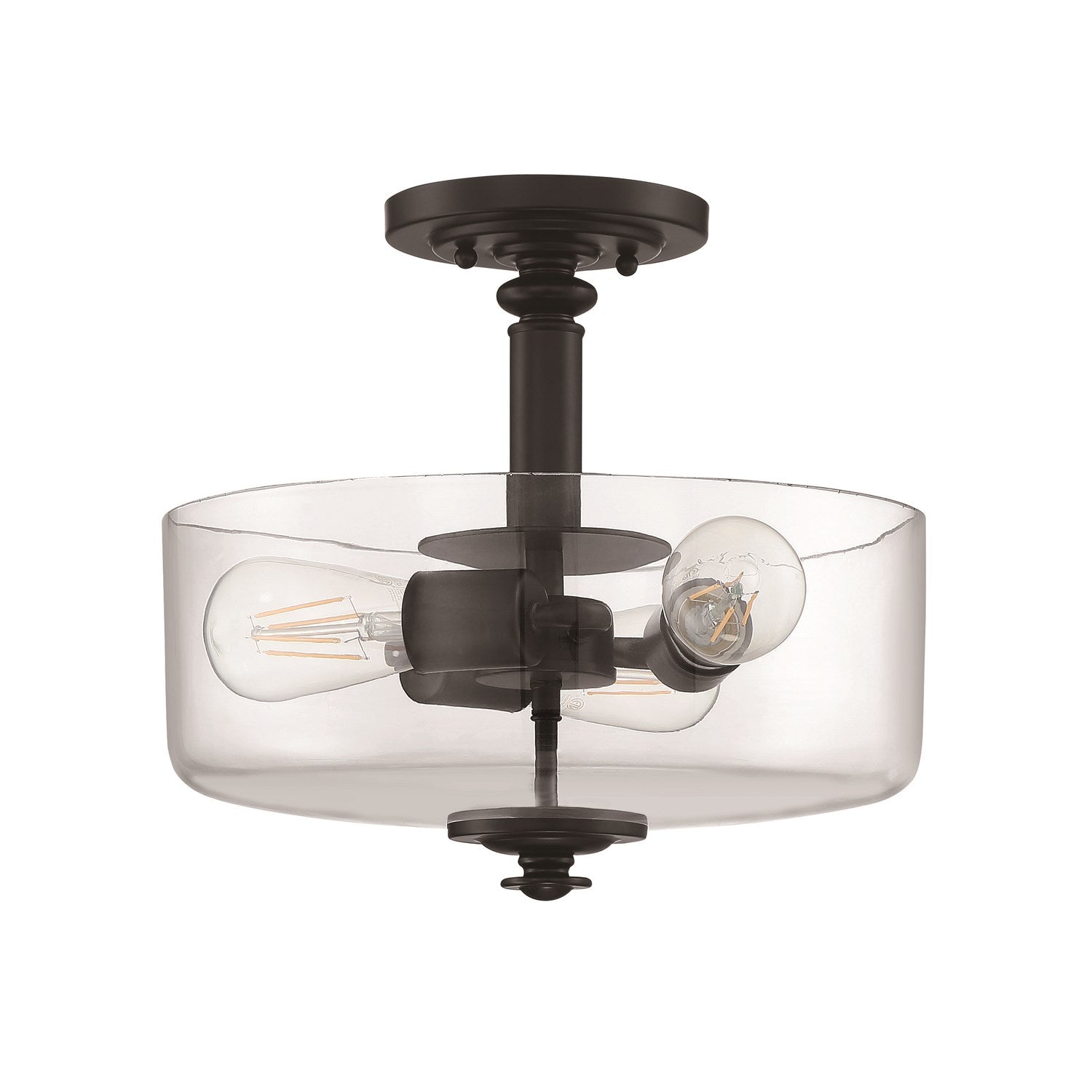 Dardryn 3 Light Convertible Semi Flush in Flat Black (Clear Glass) by Craftmade
