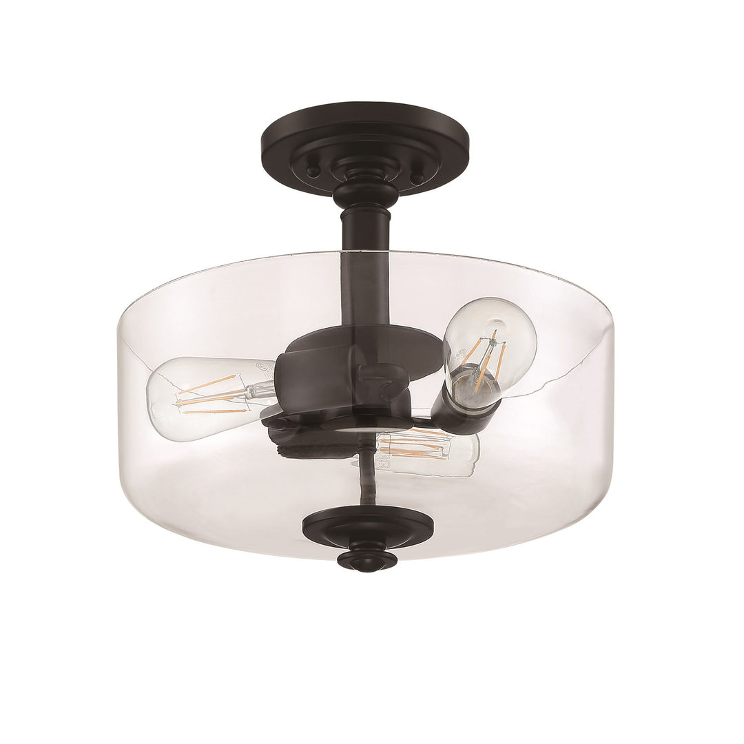 Dardryn 3 Light Convertible Semi Flush in Flat Black (Clear Glass)