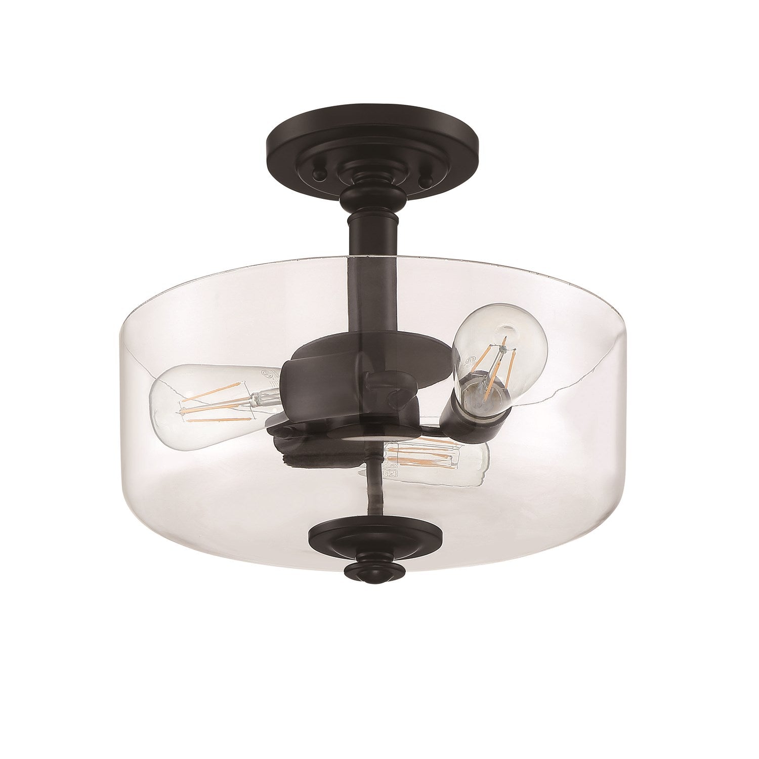 Dardryn 3 Light Convertible Semi Flush in Flat Black (Clear Glass)