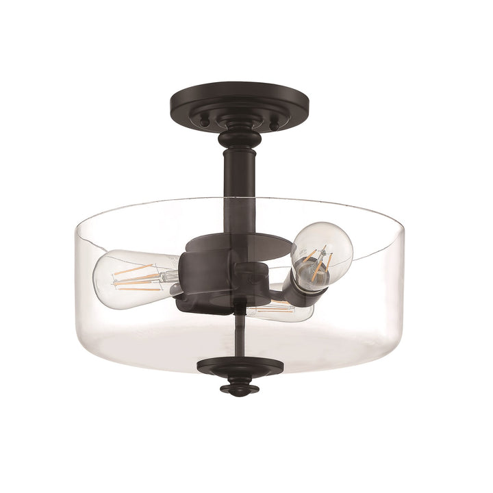 Dardryn 3 Light Convertible Semi Flush in Flat Black (Clear Glass)