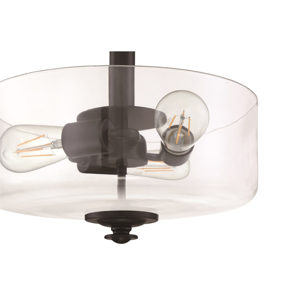 Dardryn 3 Light Convertible Semi Flush in Flat Black (Clear Glass)