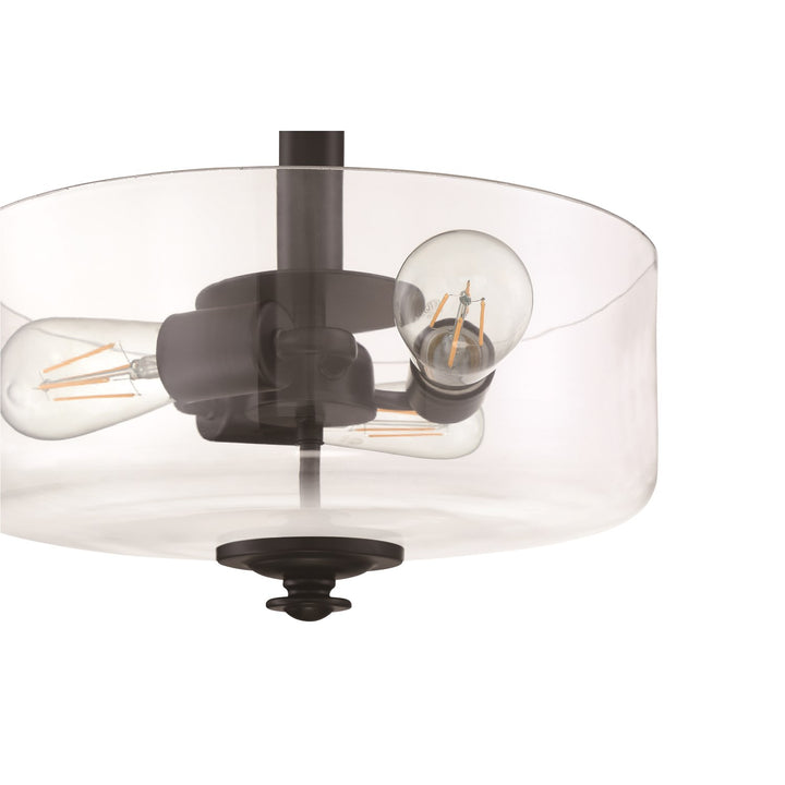 Dardryn 3 Light Convertible Semi Flush in Flat Black (Clear Glass)