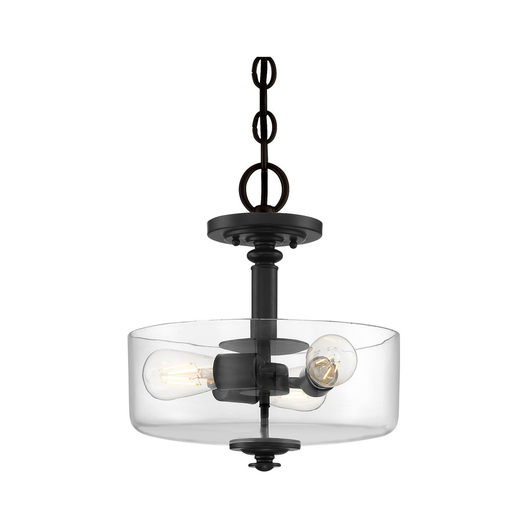 Dardryn 3 Light Convertible Semi Flush in Flat Black (Clear Glass)