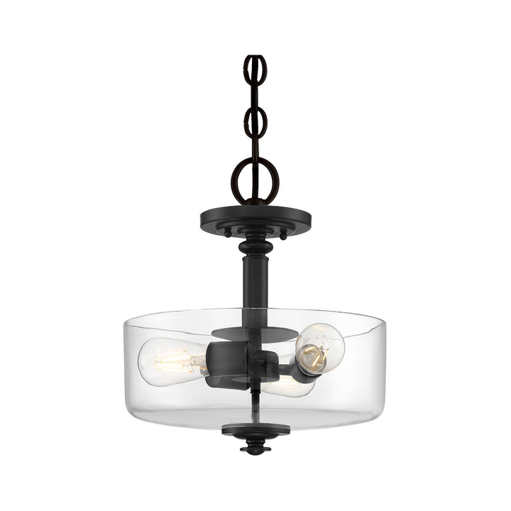 Dardryn 3 Light Convertible Semi Flush in Flat Black (Clear Glass)