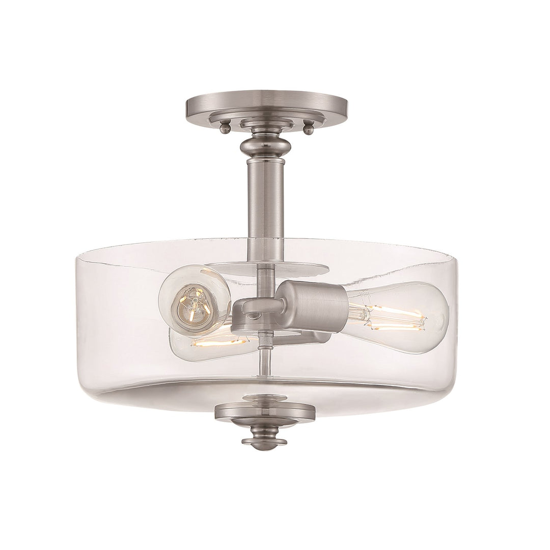 3 Light Convertible Semi Flush in Brushed Polished Nickel (Clear Glass)