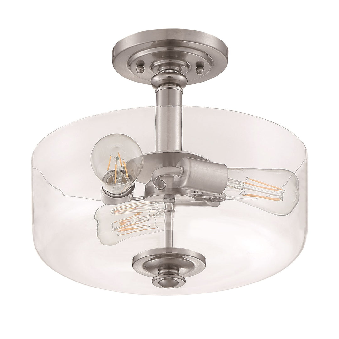 3 Light Convertible Semi Flush in Brushed Polished Nickel (Clear Glass)