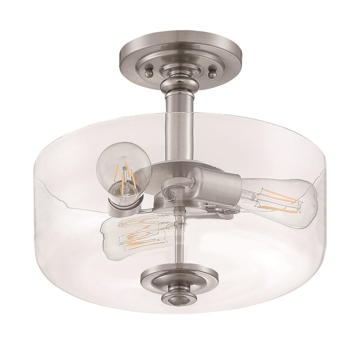 3 Light Convertible Semi Flush in Brushed Polished Nickel (Clear Glass)