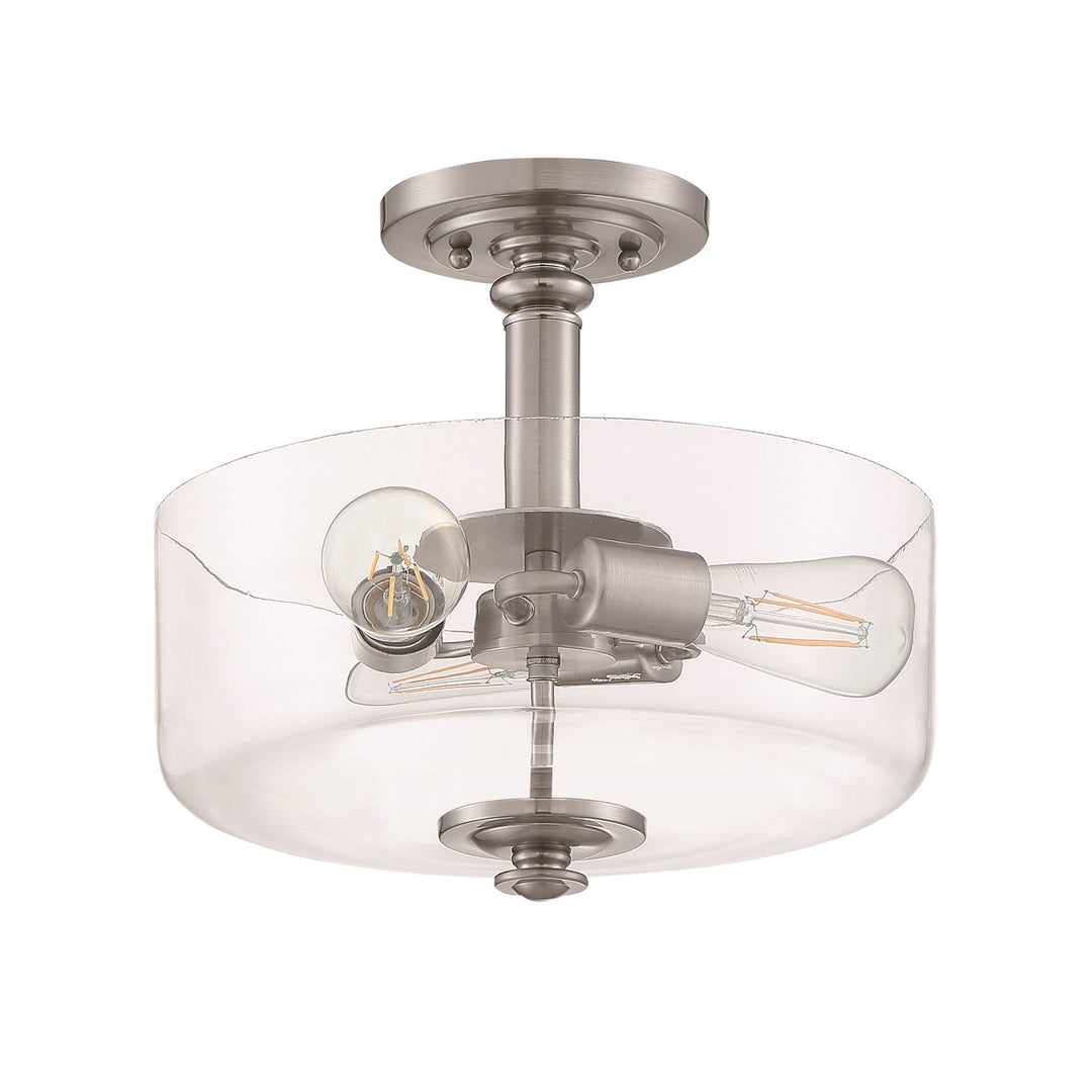 3 Light Convertible Semi Flush in Brushed Polished Nickel (Clear Glass)
