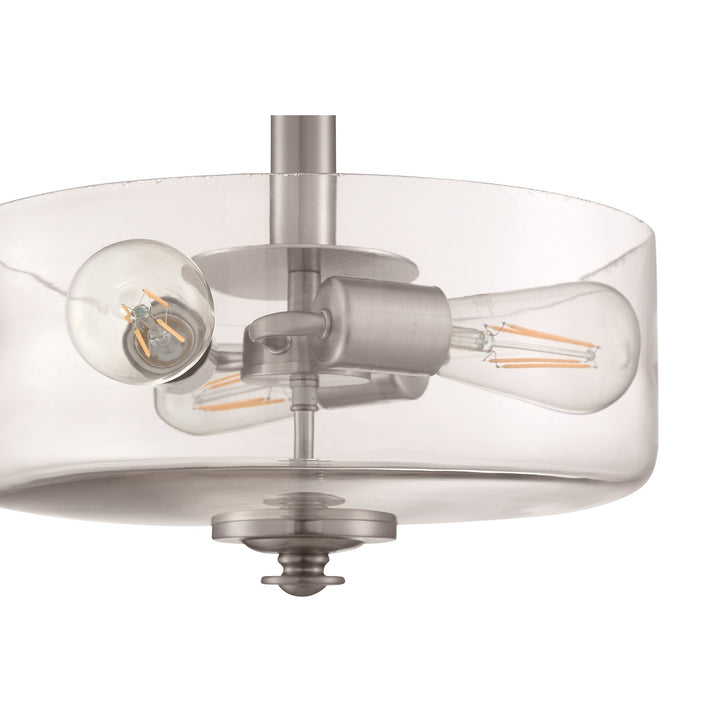 3 Light Convertible Semi Flush in Brushed Polished Nickel (Clear Glass)