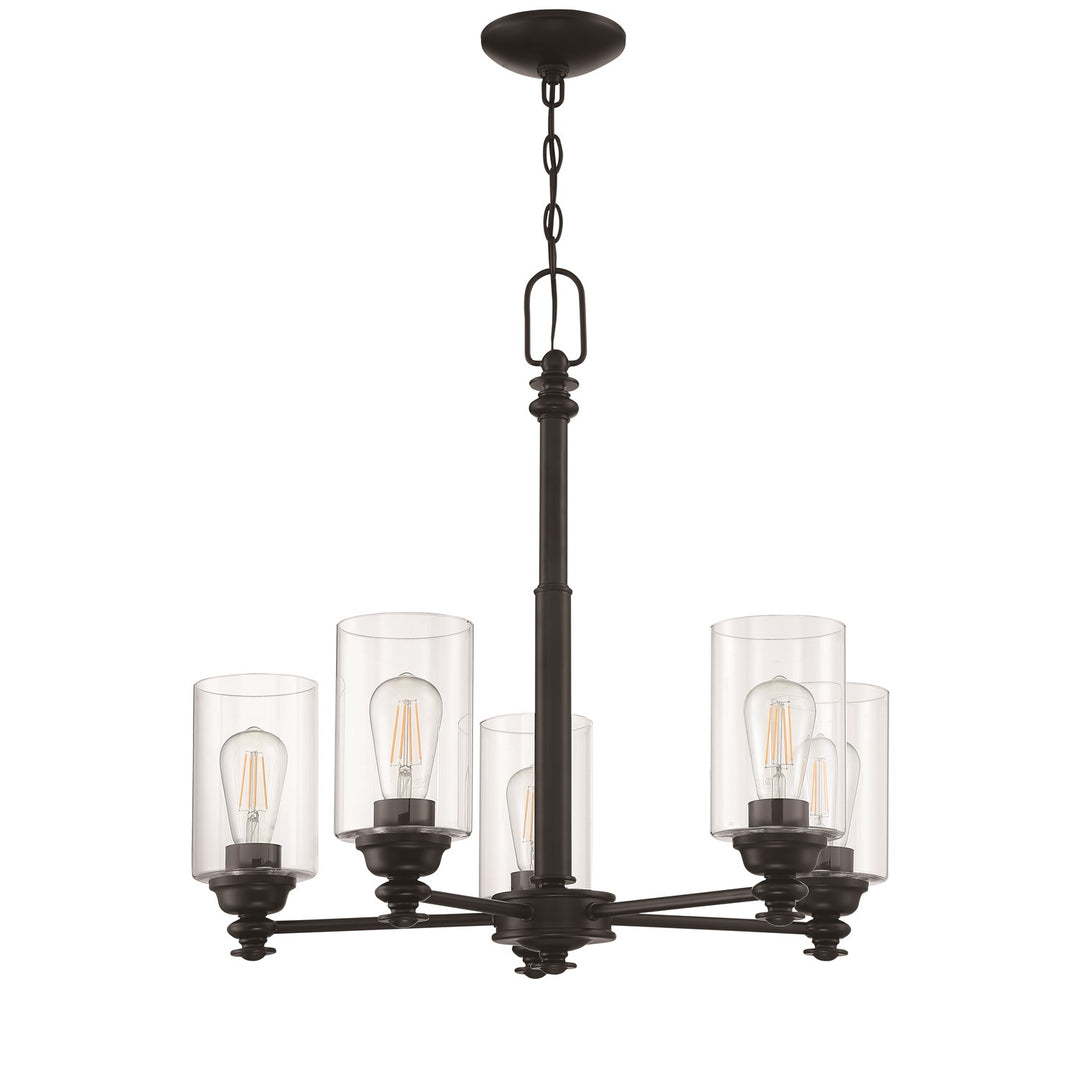 5 Light Chandelier in Flat Black (Clear Glass) by Craftmade
