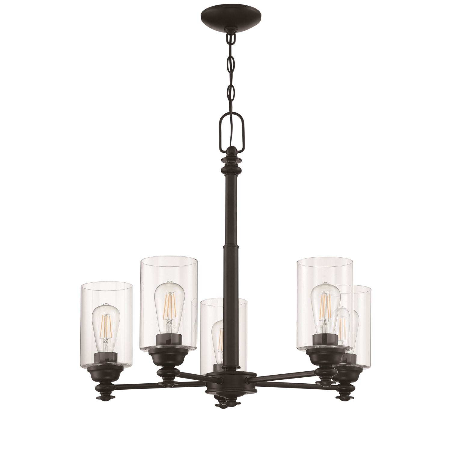 5 Light Chandelier in Flat Black (Clear Glass) by Craftmade