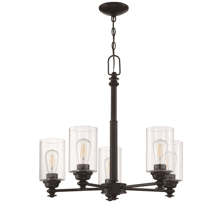 5 Light Chandelier in Flat Black (Clear Glass) by Craftmade