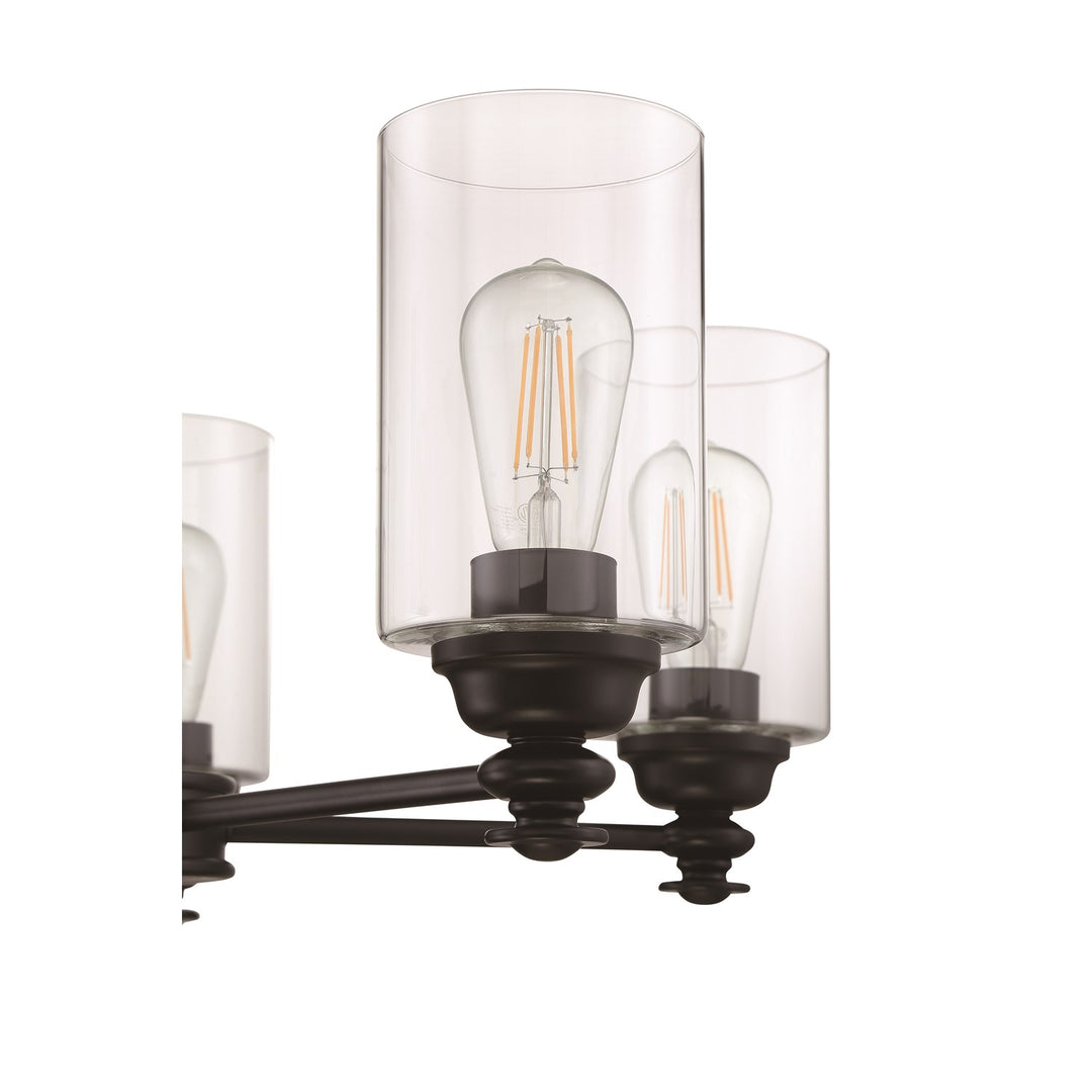 5 Light Chandelier in Flat Black (Clear Glass)