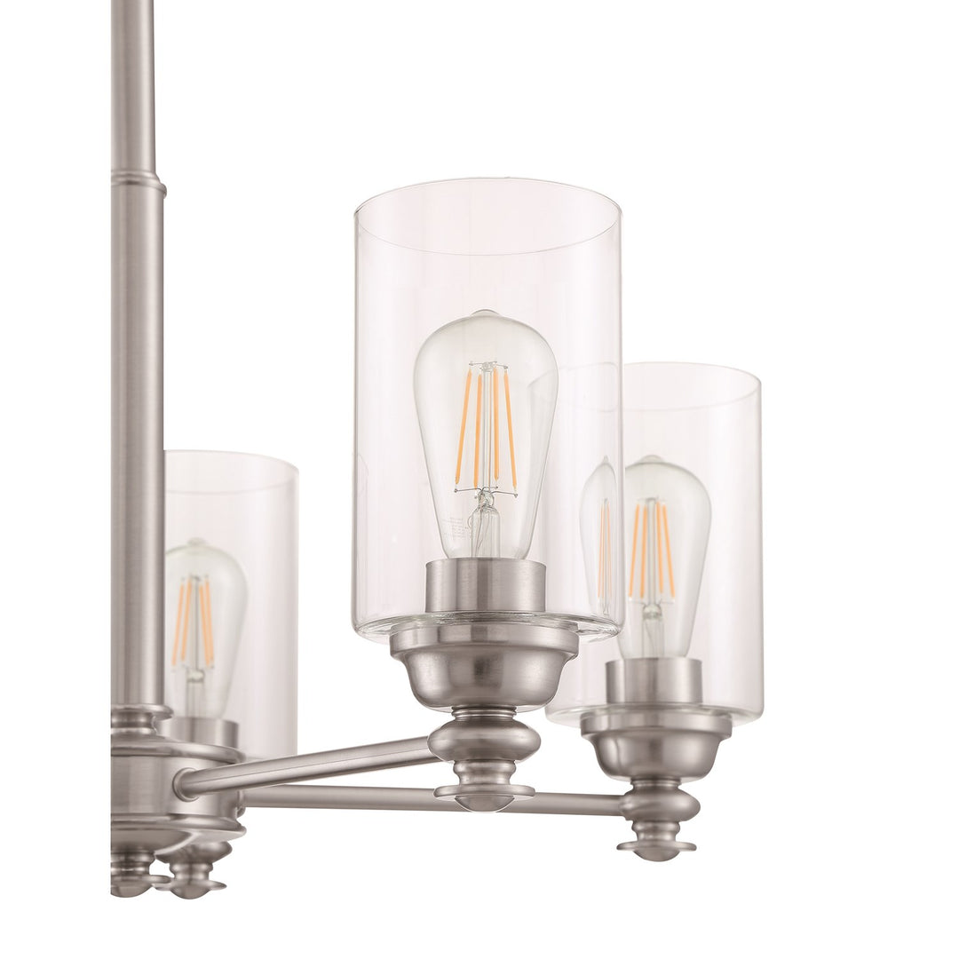 5 Light Chandelier in Brushed Polished Nickel (Clear Glass)