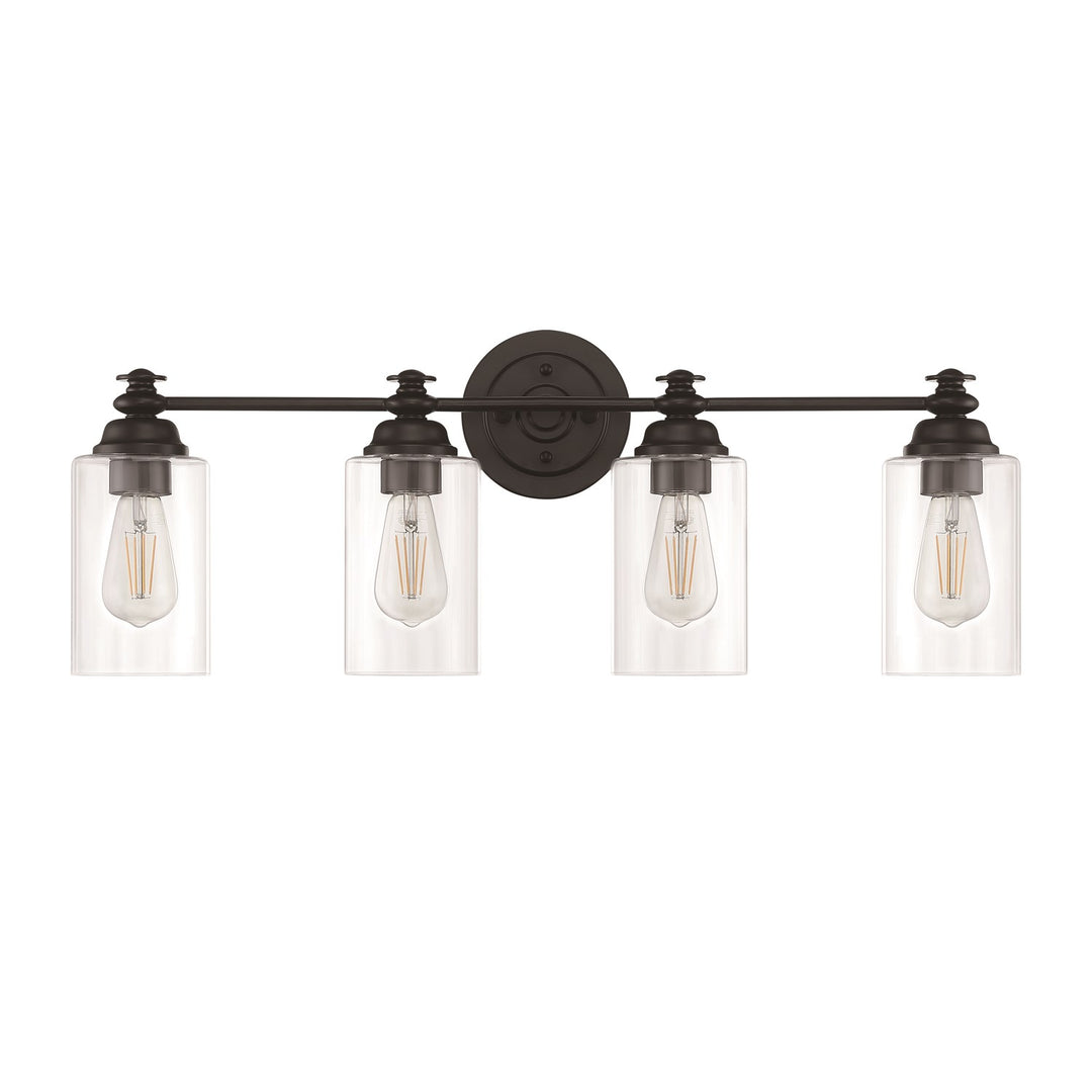 4 Light Vanity in Flat Black (Clear Glass)