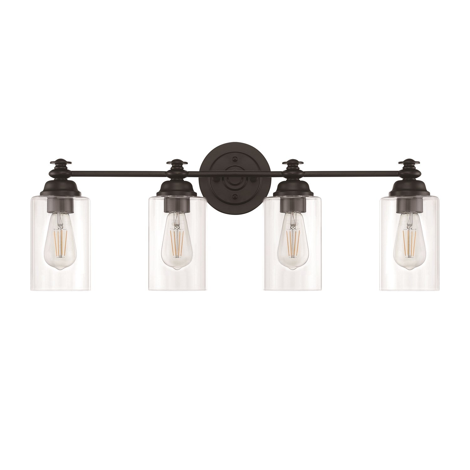 4 Light Vanity in Flat Black (Clear Glass)