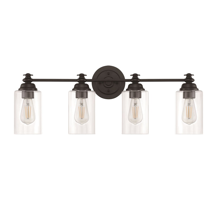 4 Light Vanity in Flat Black (Clear Glass)