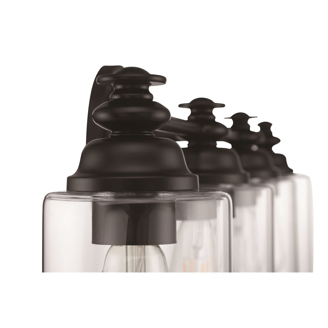 4 Light Vanity in Flat Black (Clear Glass)