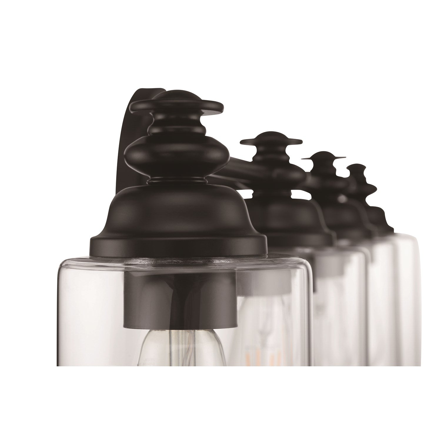 4 Light Vanity in Flat Black (Clear Glass)