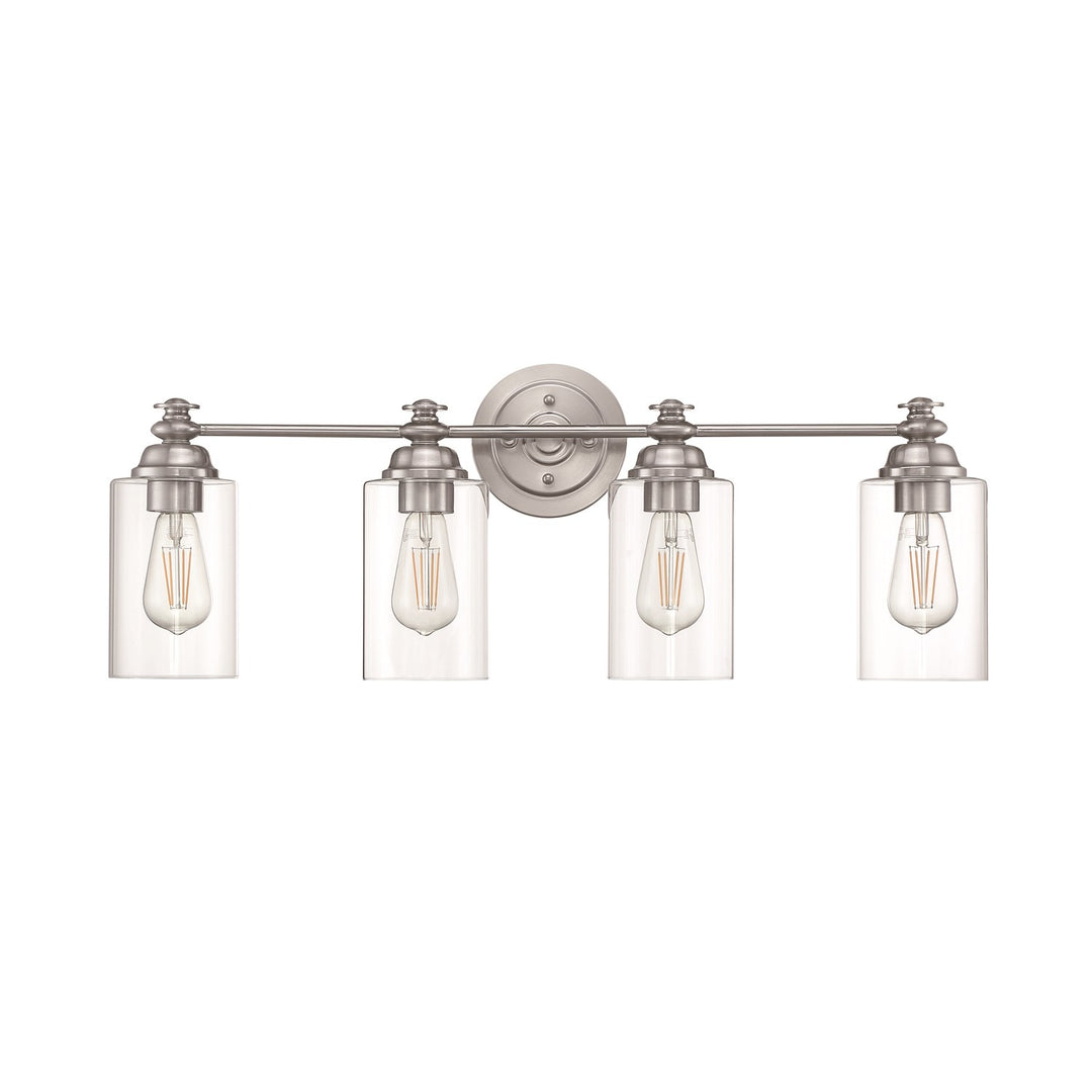 4 Light Vanity in Brushed Polished Nickel (Clear Glass)