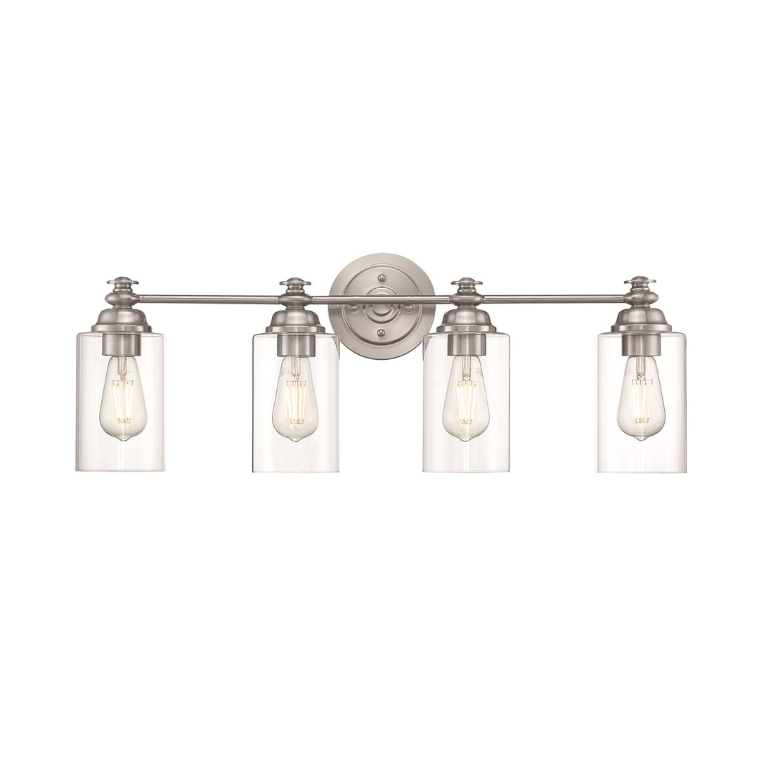 4 Light Vanity in Brushed Polished Nickel (Clear Glass)