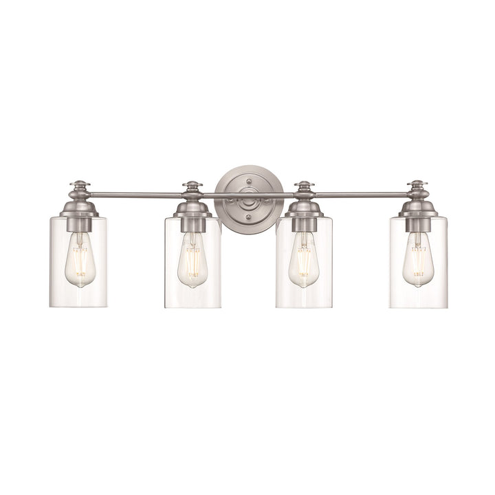 4 Light Vanity in Brushed Polished Nickel (Clear Glass)