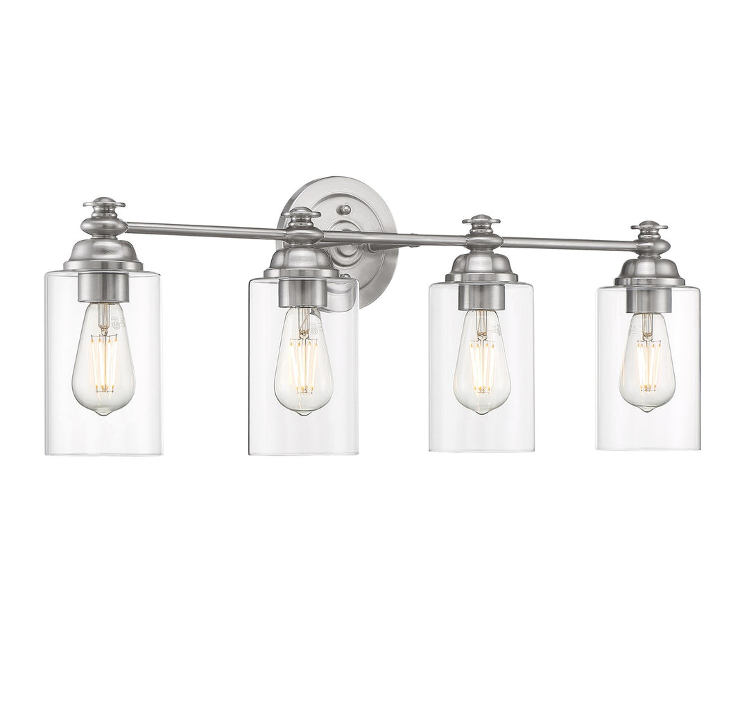 4 Light Vanity in Brushed Polished Nickel (Clear Glass)