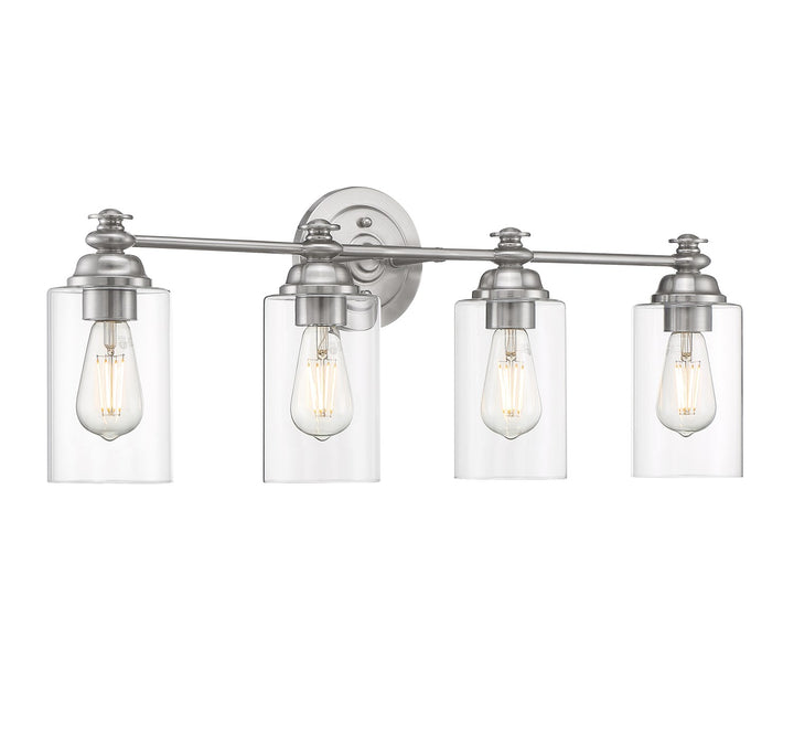 4 Light Vanity in Brushed Polished Nickel (Clear Glass)