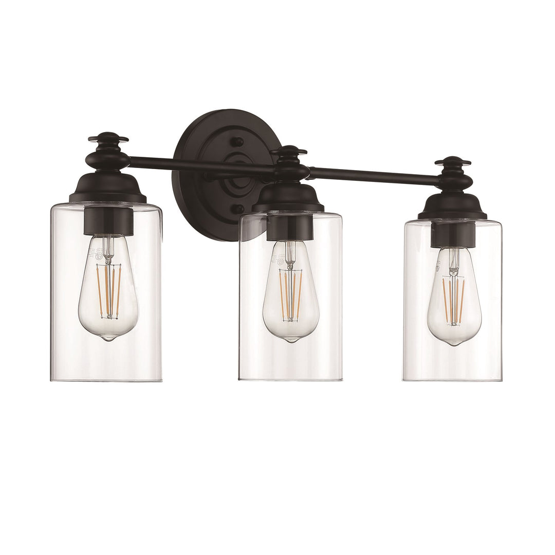 3 Light Vanity in Flat Black (Clear Glass) by Craftmade