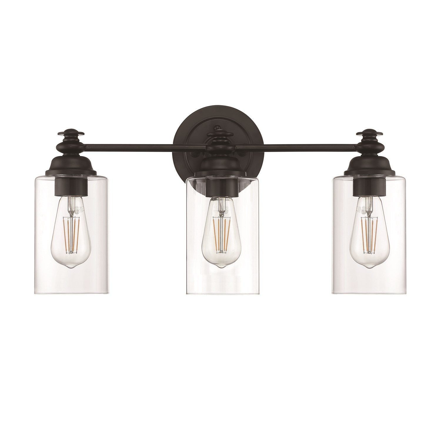 3 Light Vanity in Flat Black (Clear Glass)